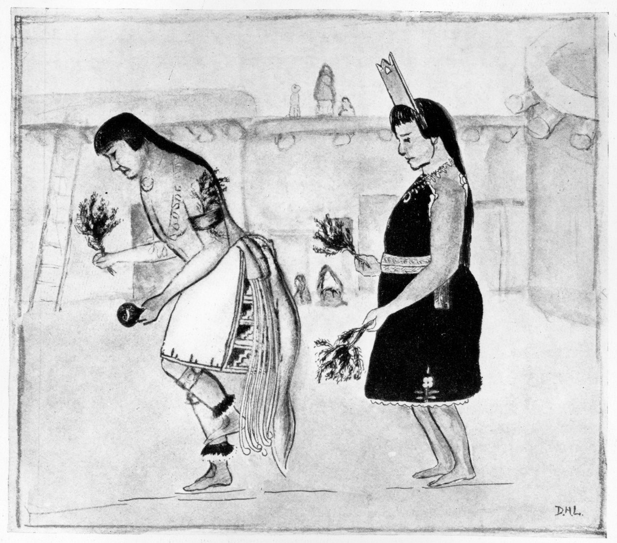 Pueblo-indiske dansere, ca.1925 af D. H. Lawrence