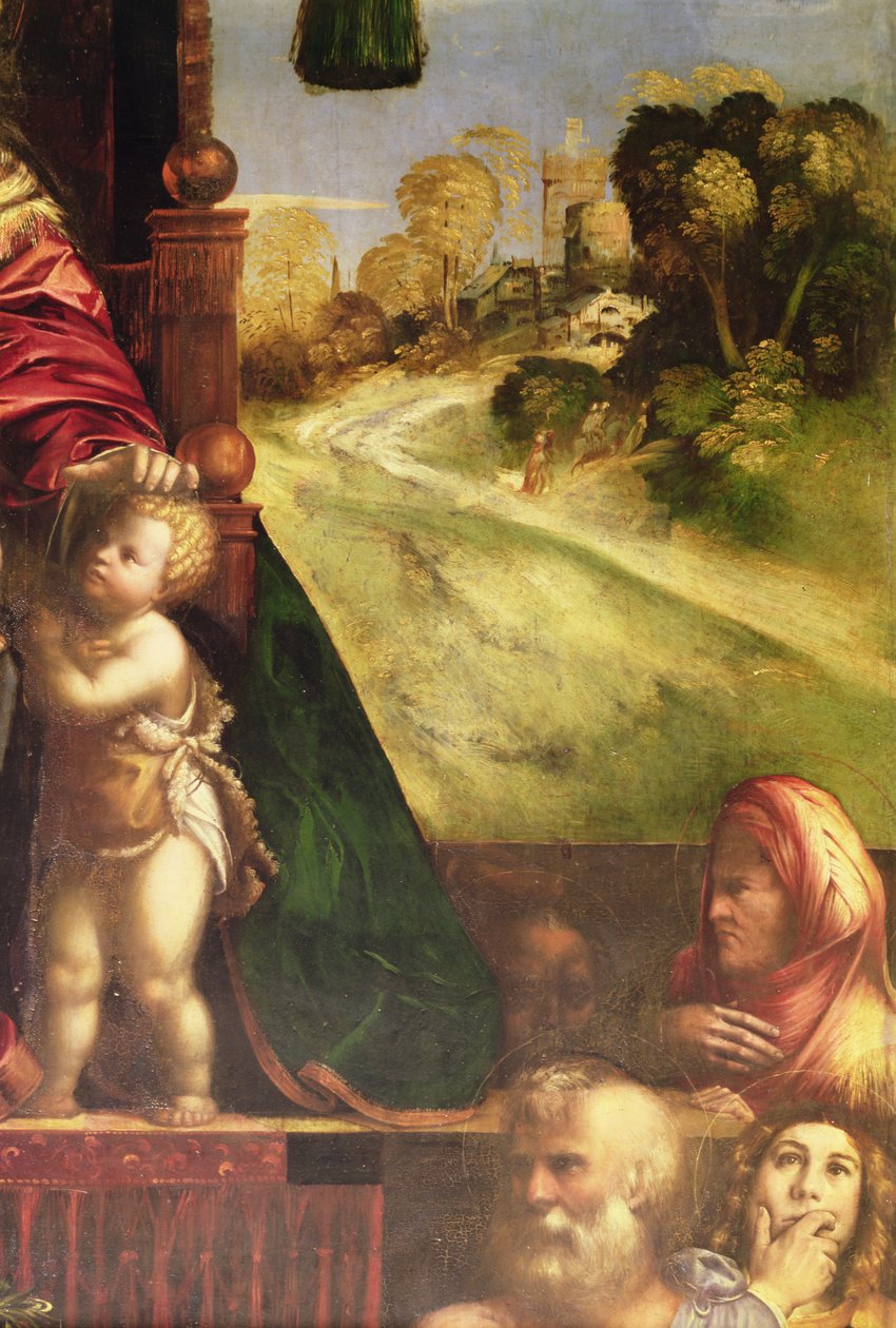 Detalje af polyptykon, der viser højre baggrund af D. and Garofalo Dossi