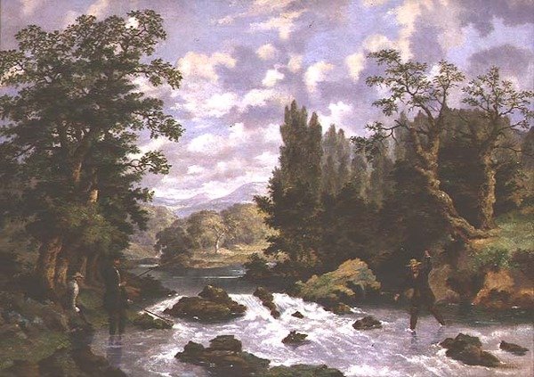 Lystfiskere, der spiller deres fangst af D. the Younger Wolstenholme