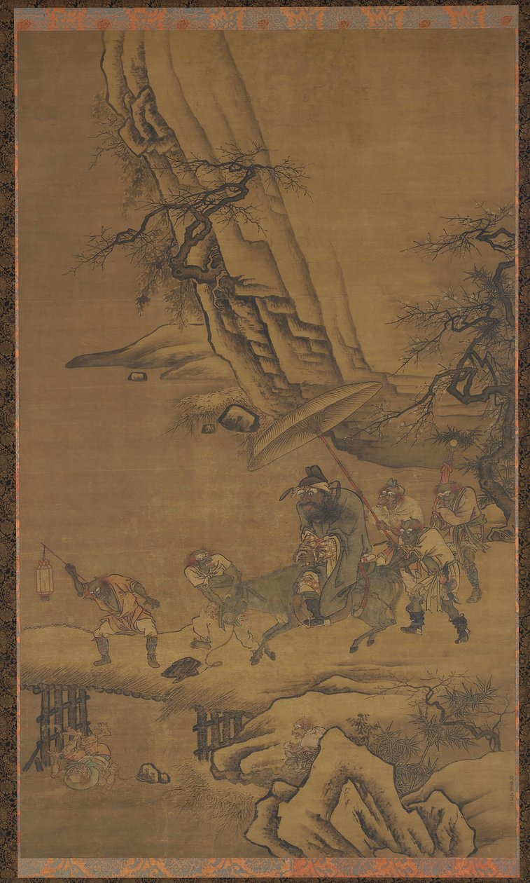 Zhong Kui og dæmoner krydser en bro af Dai Jin