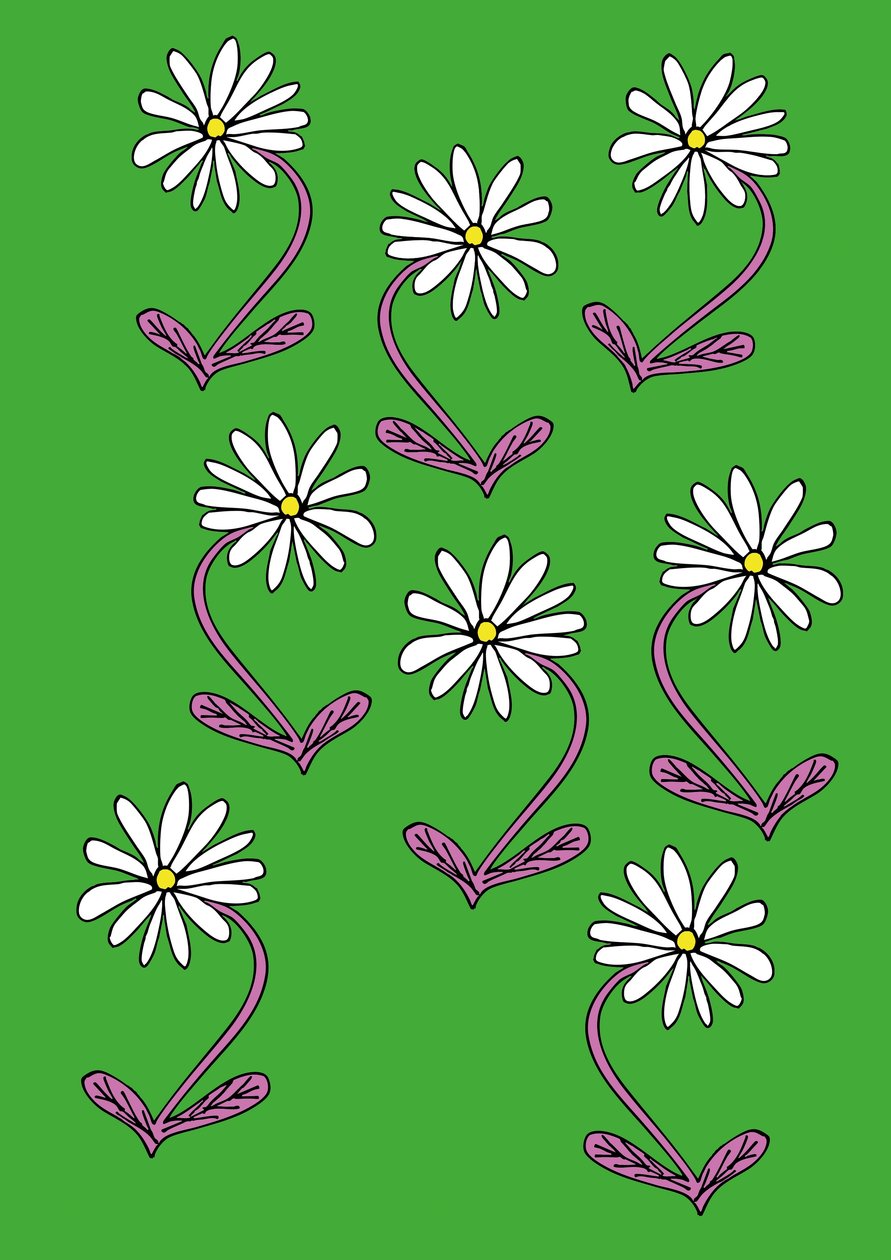 Tusindfryd gentager grøn baggrund (digital) af Daisy de Villeneuve