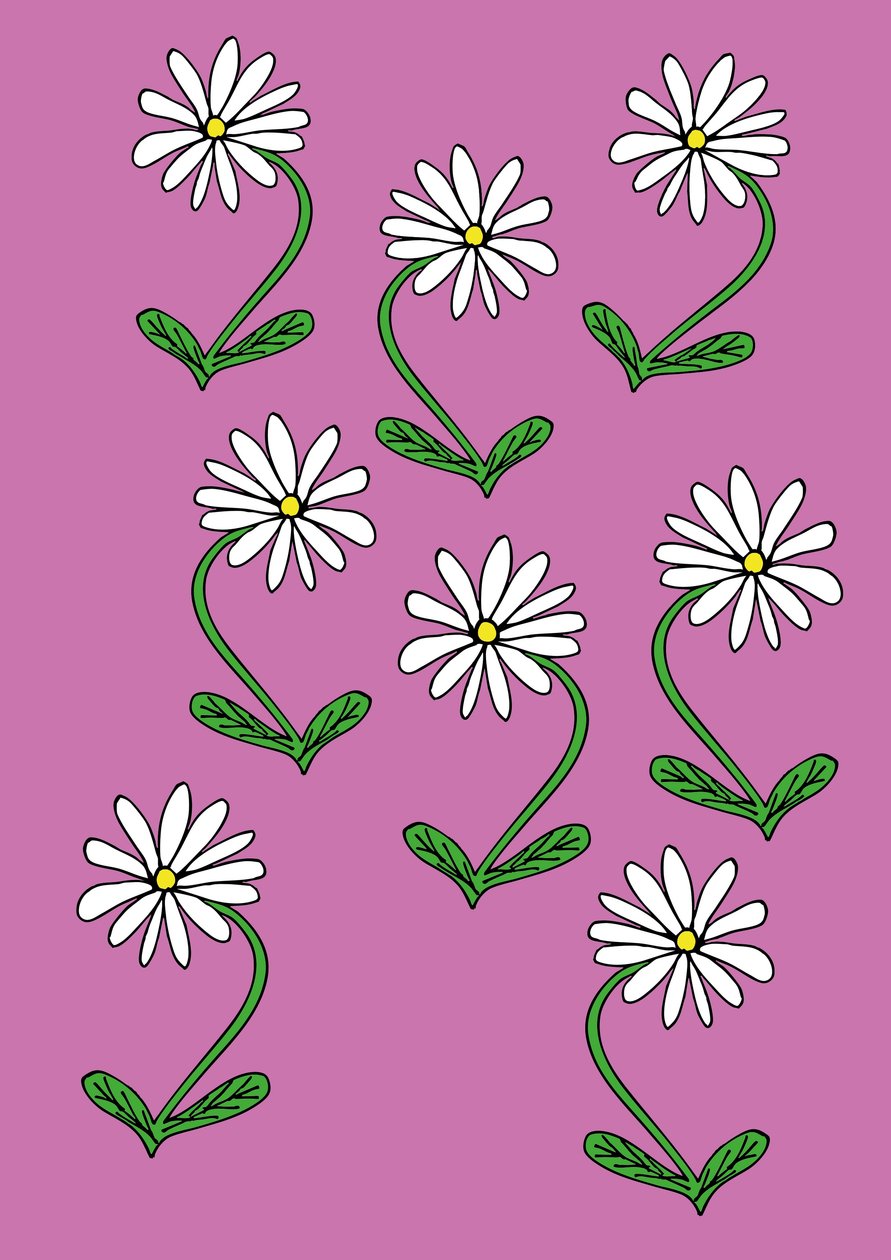 Tusindfryd gentager lyserød baggrund (digital) af Daisy de Villeneuve