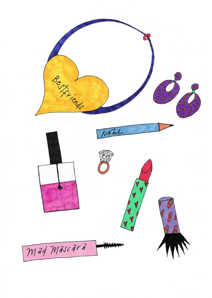 Jewellery  Make-Up, 2017 (filtpen på papir) af Daisy de Villeneuve