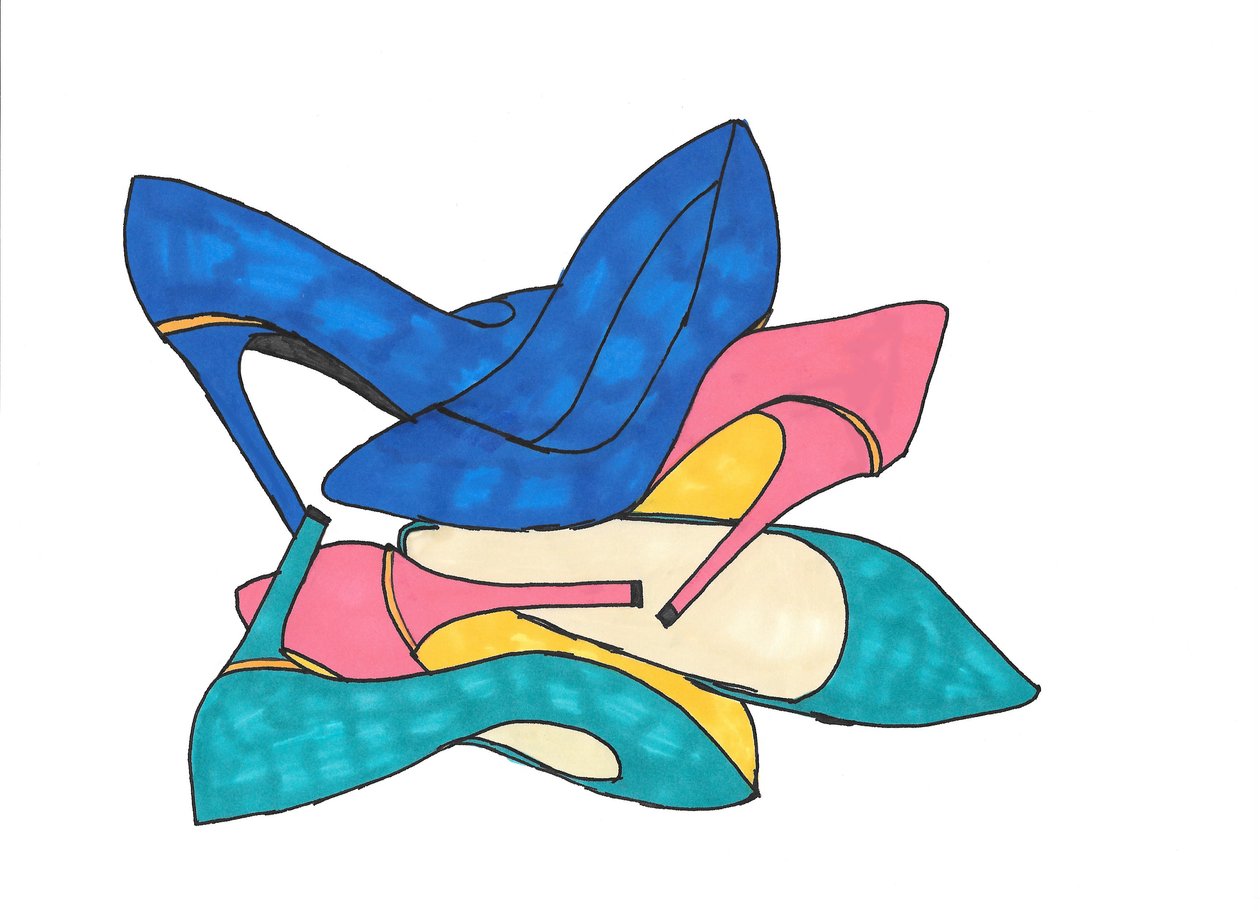 Shoes, 2016 (tusch på papir) af Daisy de Villeneuve