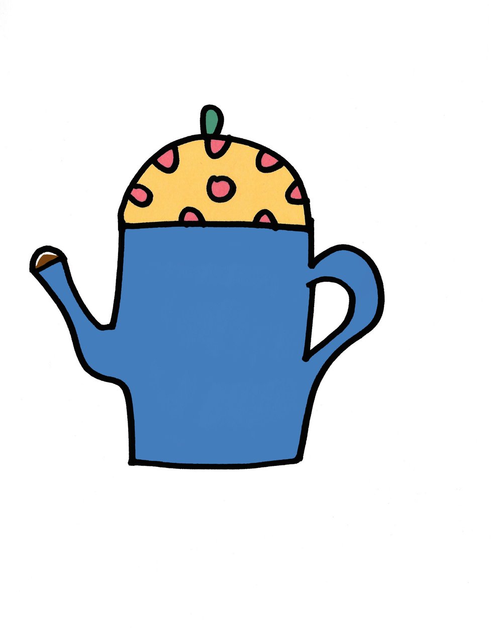 Spotty Tea Pot (tusch på papir) af Daisy de Villeneuve