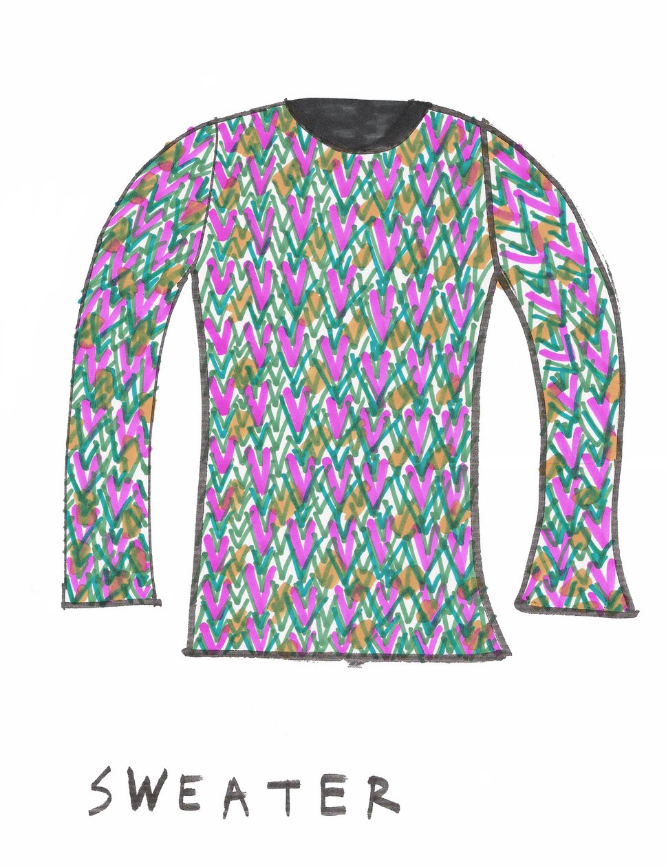 Sweater (tusch på papir) af Daisy de Villeneuve