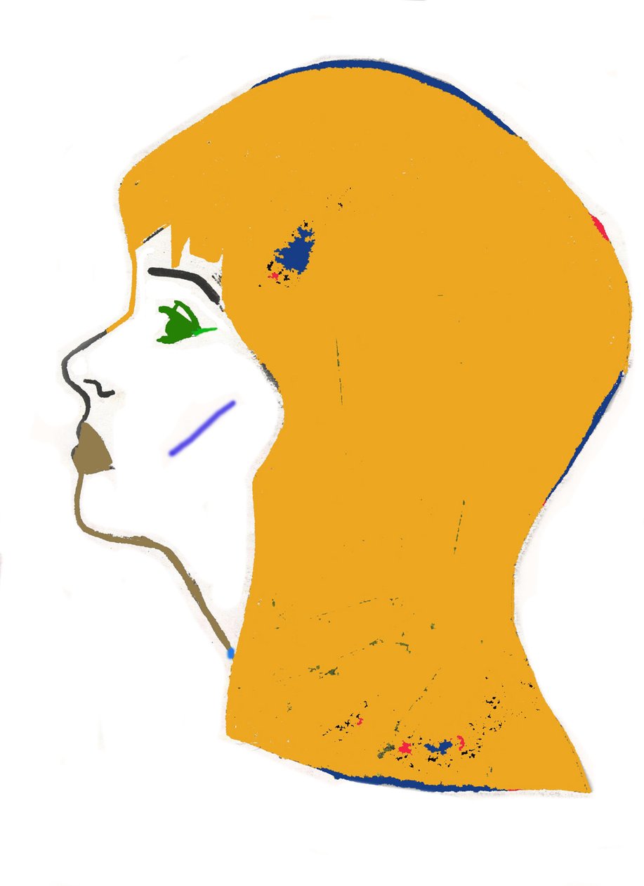 Yellow Head,2017 (filtpen på papir) af Daisy de Villeneuve