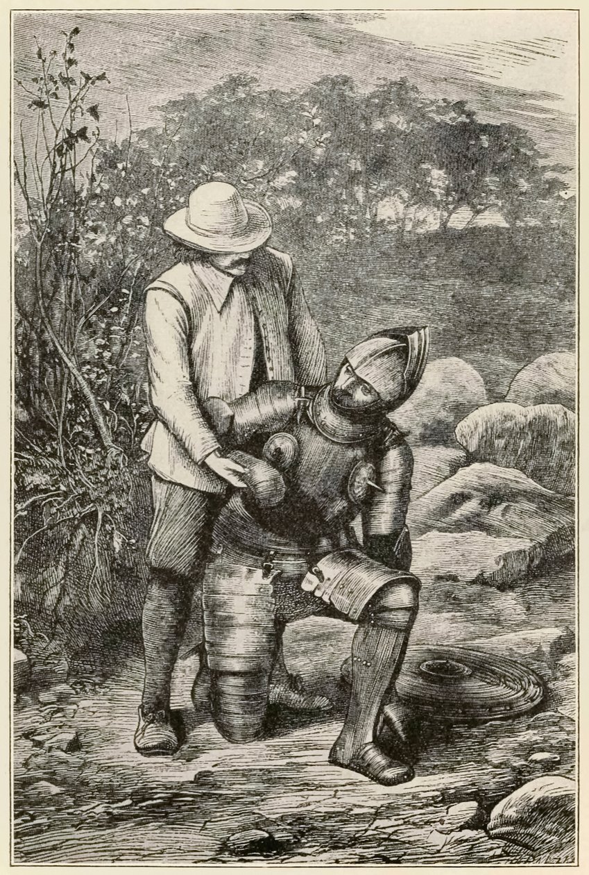 Christian and Faithful slutter sig til selskabet fra The Pilgrims Progress From This World, To That Who Is To Come af John Bunyan (1628-1688) illustration af Thomas Dalziel (1823-1906) Faithful hjælper fremdriften af Dalziel Brothers