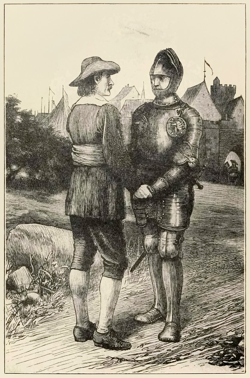 Hopeful and Christian fra The Pilgrims Progress From This World, To That What Is To Come af John Bunyan (1628-1688) illustration af Thomas Dalziel (1823-1906) Hopeful from the town of Vanity slutter sig til C af Dalziel Brothers