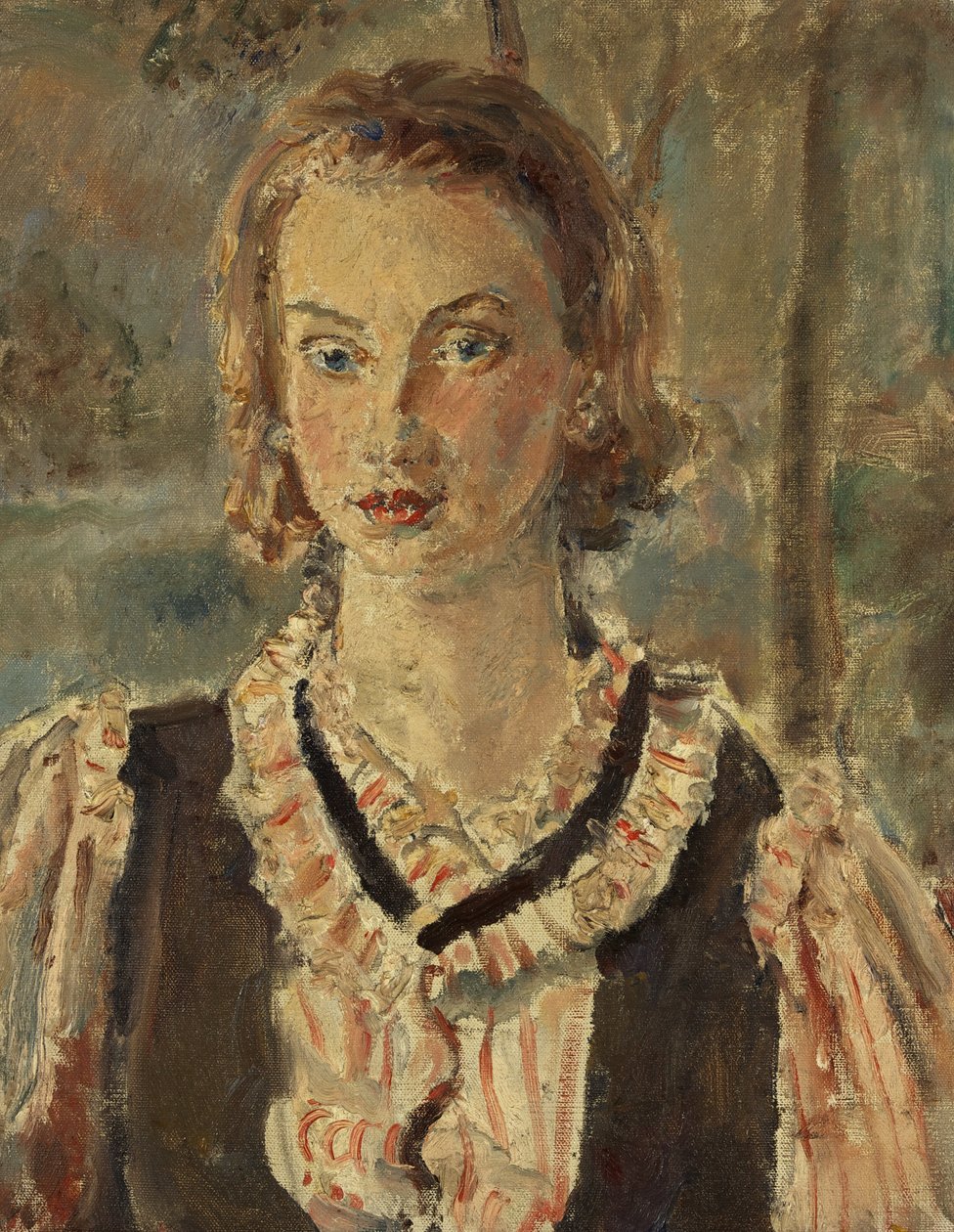 Portræt af en pige (olie på lærred) af Dame Ethel Walker