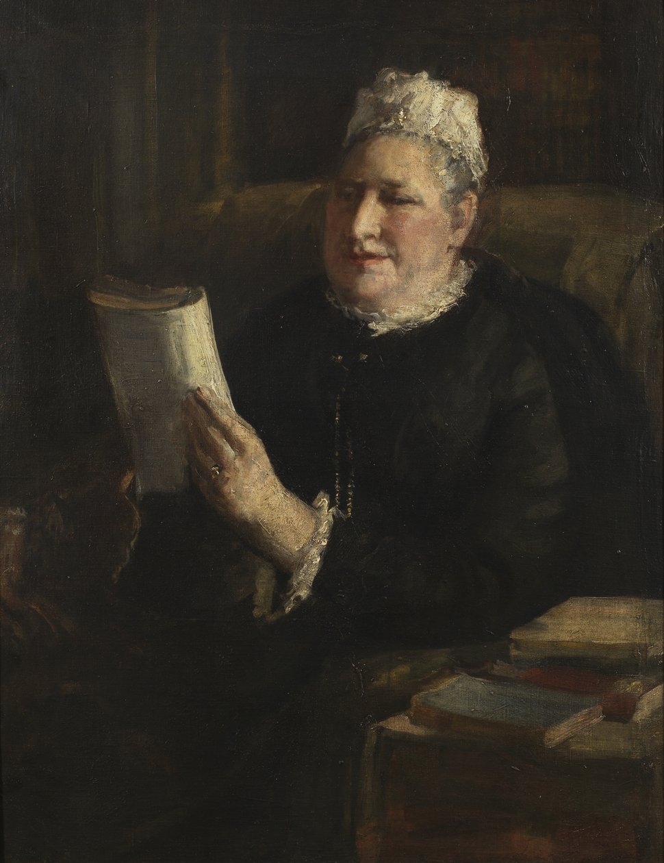Portræt af Hon. Mrs Adams, ca. 1900 (olie på lærred) af Dame Ethel Walker