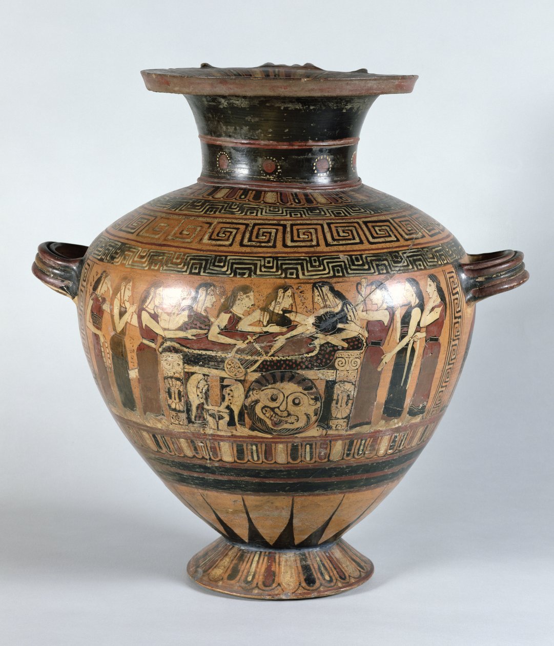 Sort-figur hydria, der skildrer Nereiderne, der sørger over Achilleus, ca. 560-550 f.Kr. (keramik) af Damon Painter