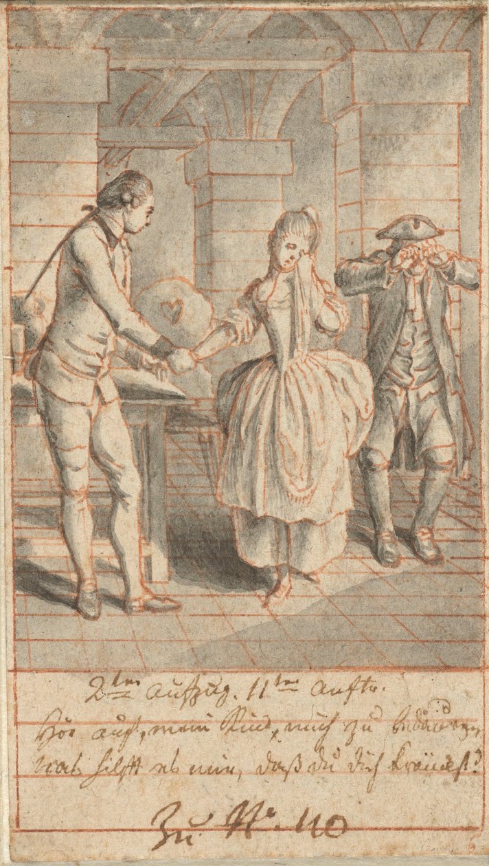 Louise og hendes far Johann Ludwig Besøger Alexis i fængsel af Daniel Nikolaus Chodowiecki