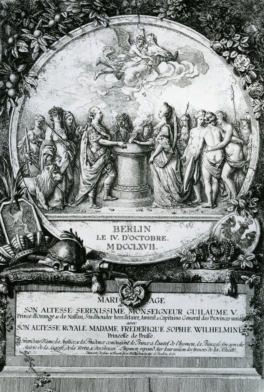 Prinsesse Frederica af Preussens ægteskab med William V, Prins af Orange, 1767 af Daniel Nikolaus Chodowiecki