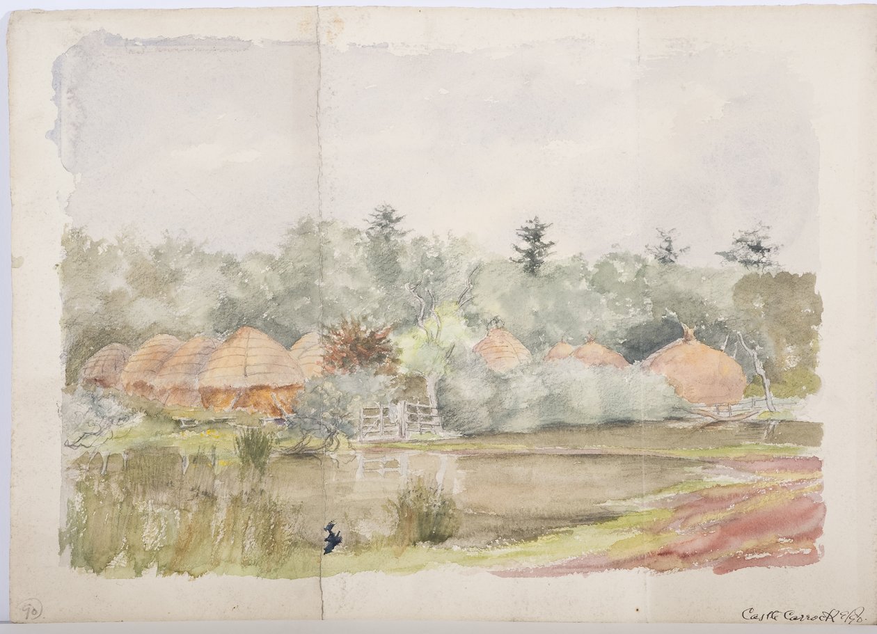 Castle Carrock, 1898 (blyant og wc på papir) af Daniel Oliver