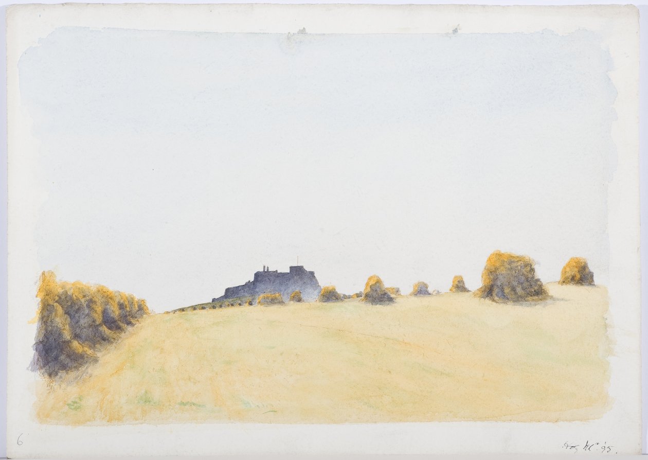 Lindisfarne, 1895 (blæk, blyant og wc på papir) af Daniel Oliver