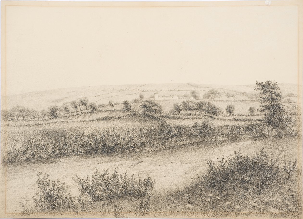 Willimoteswick, ca. 1916 (kul og blyant på kort) af Daniel Oliver