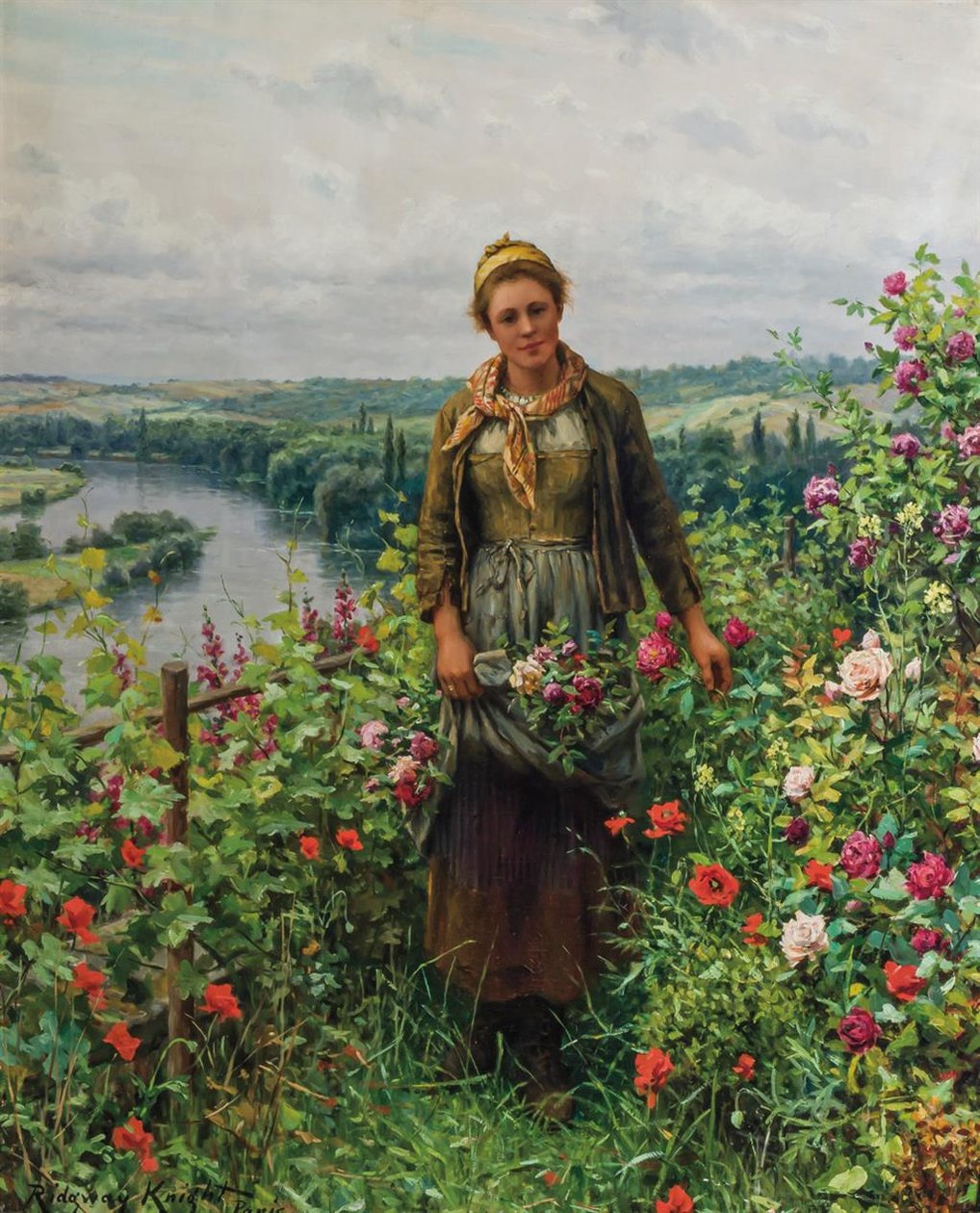 En stuepige i hendes have af Daniel Ridgway Knight