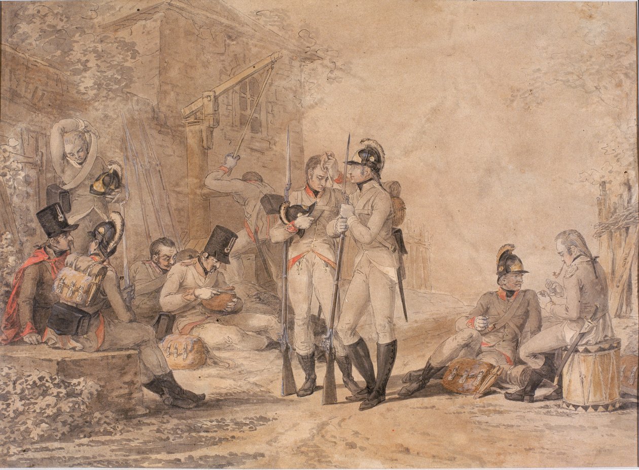 Soldater hviler (kropsfarve på papir) af Daniel Maclise