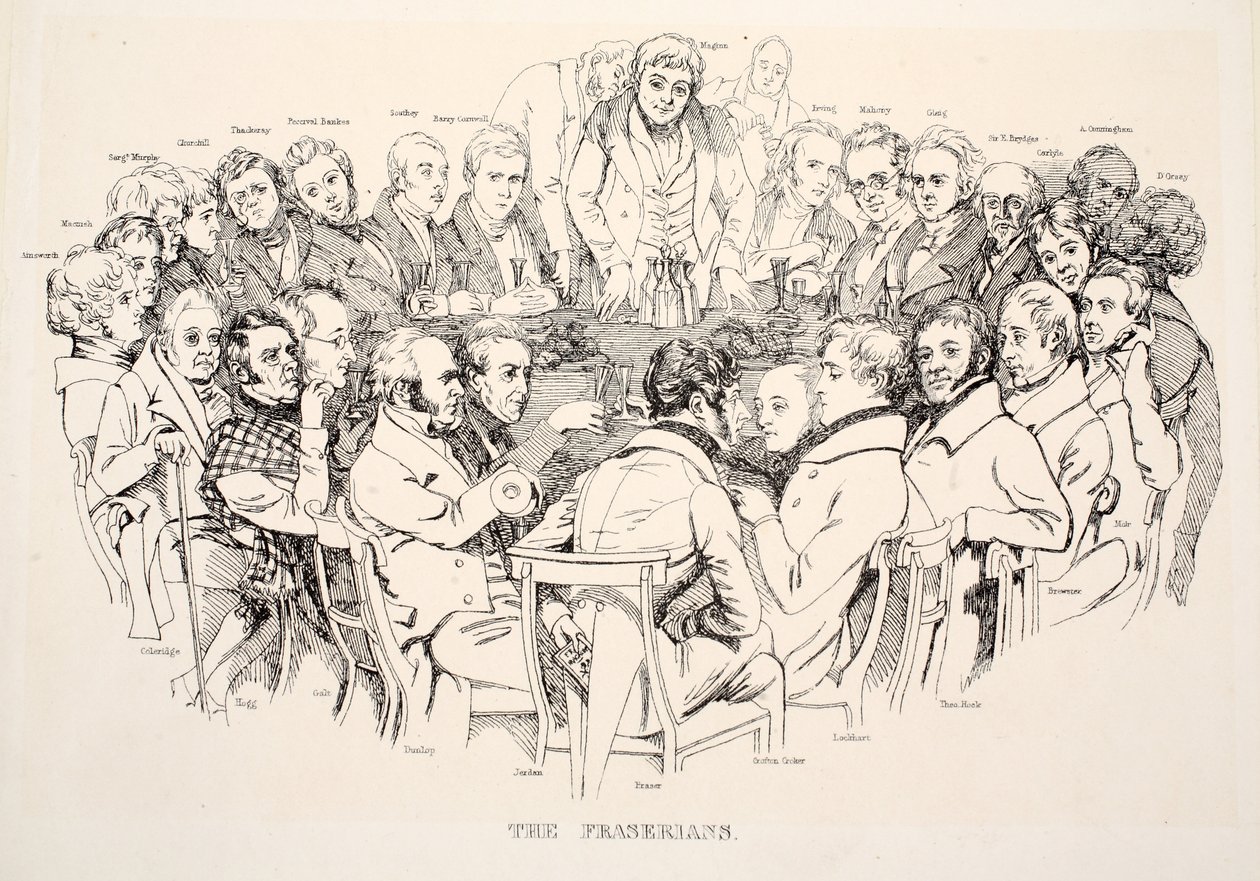 The Fraserians, pub. 1835 (gravering) af Daniel Maclise