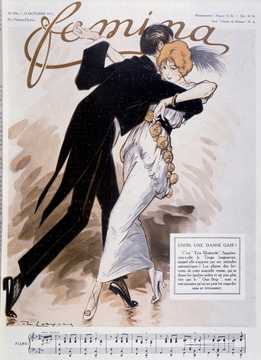Par danser tango - illustration af Daniel De Losques (Henri Casimir Paul Thouroude) (1880-1915) - i "" Femina""" af 15/10/1913 af Daniel de Losques