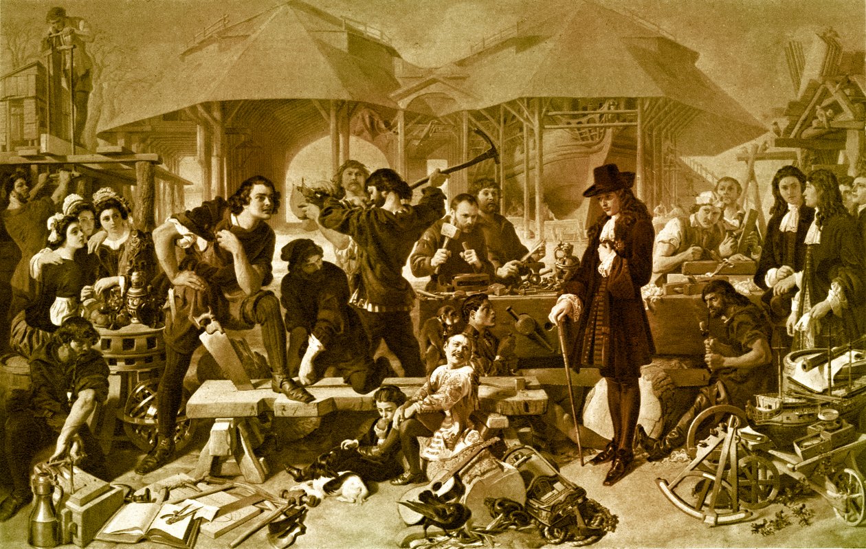 Peter den Store på Deptford Dockyard af Daniel 1806 70 Maclise