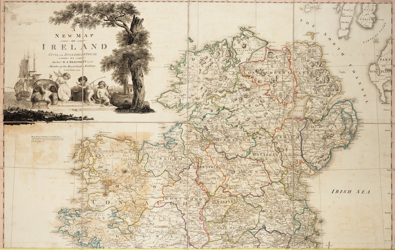 Et nyt kort over det civile og kirkelige Irland af Daniel Augustus Beaufort