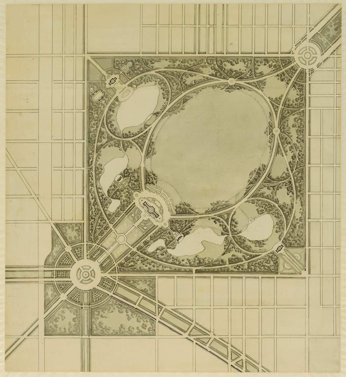 Plan over Chicago, Plade 62, Plan over en foreslået park, 1909. af Daniel Burnham