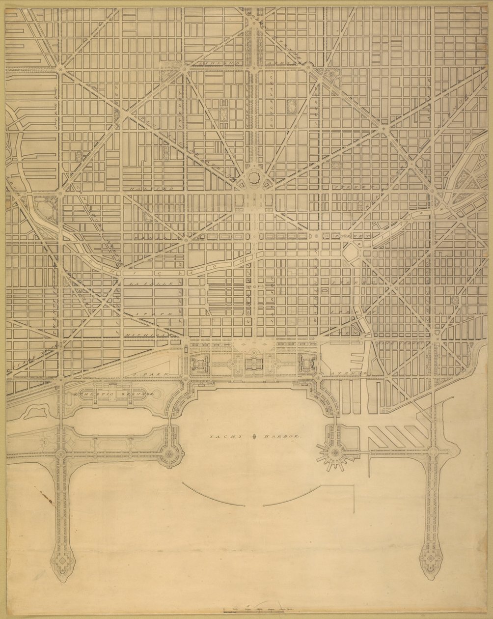 Tavle 110 fra The Plan of Chicago, 1909: Chicago. Plan over det komplette gadesystem... af Daniel Burnham