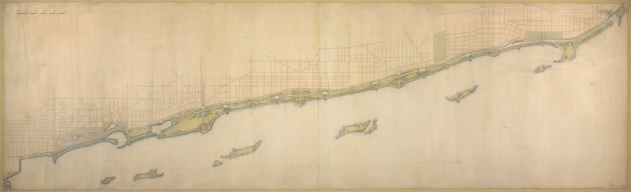 Plade 50 B fra Plan of Chicago 1909: Lake Shore fra Chicago Avenue mod syd til Wilmette... af Daniel Burnham
