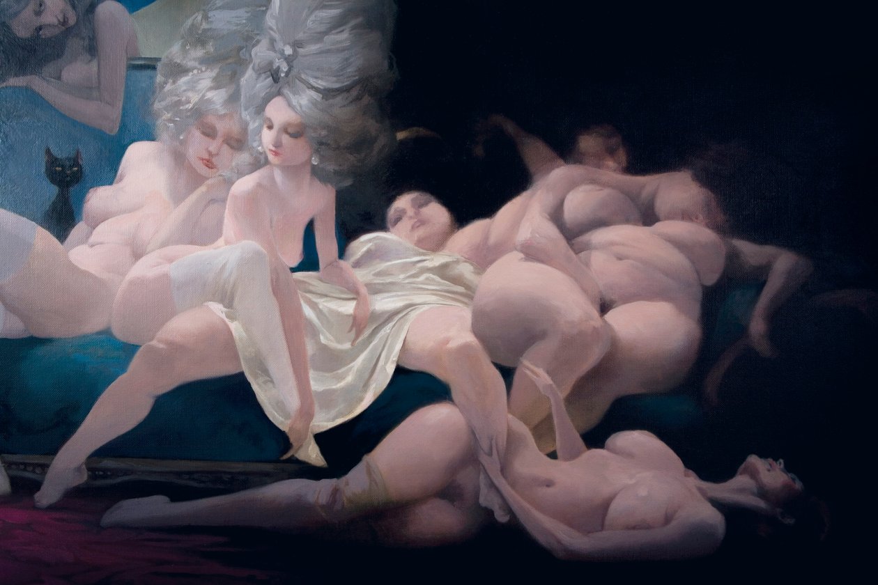 Den unge brud og hendes venner, detaljer, fra Bluebeard af Charles Perrault (1628-1703) af Daniel Cacouault