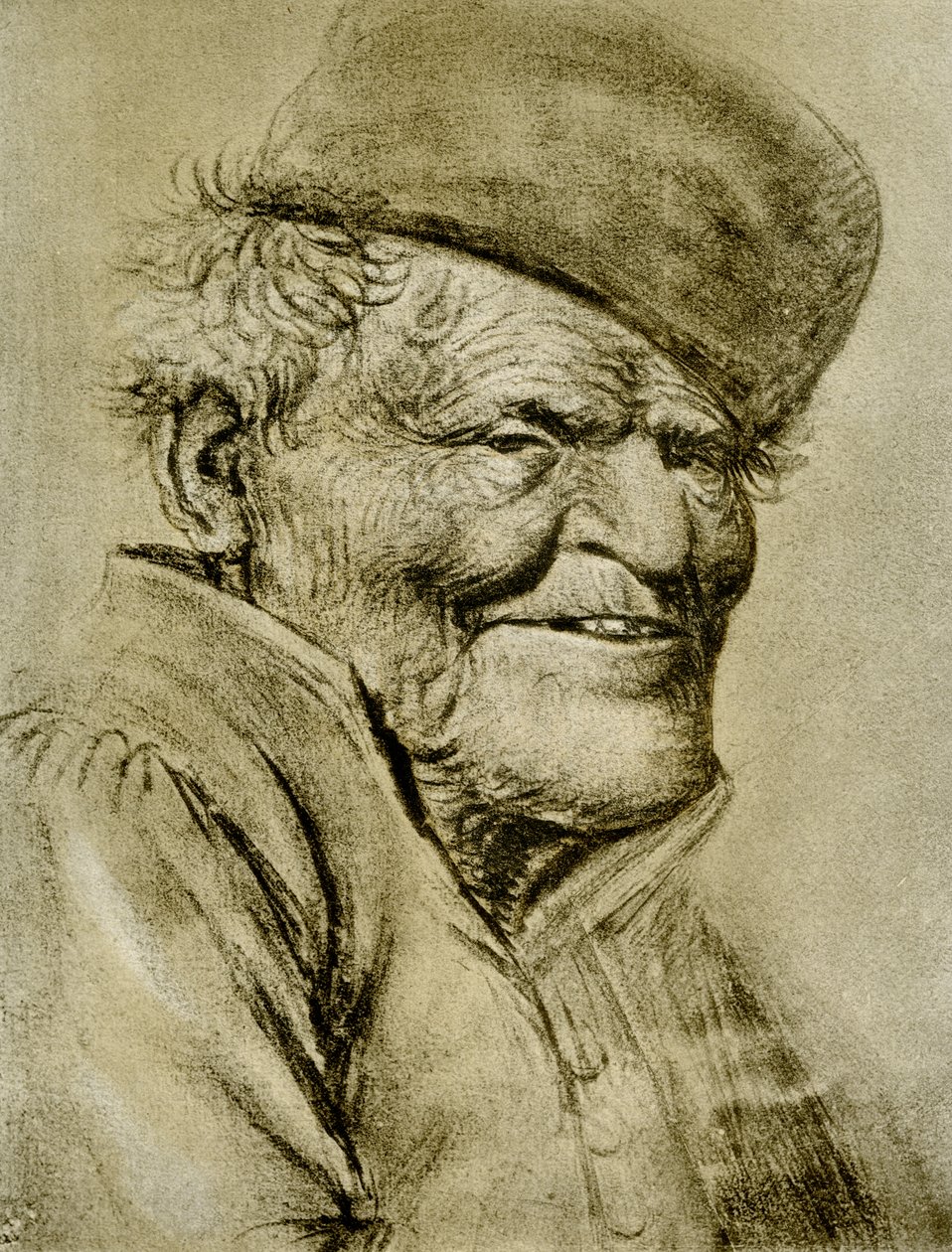 Hovedstudie af en smilende landmand af Daniel Dumonstier or Dumoustier