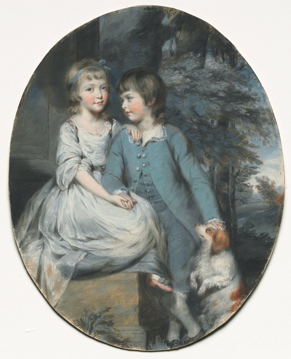 Cropley Ashley-Cooper (senere 6. jarl af Shaftesbury) med sin søster Mary Anne Ashley-Cooper, senere Lady Sturt of Crichel, ca. 1776 (pastel med sort og rødt kridt og grafit) af Daniel Gardner