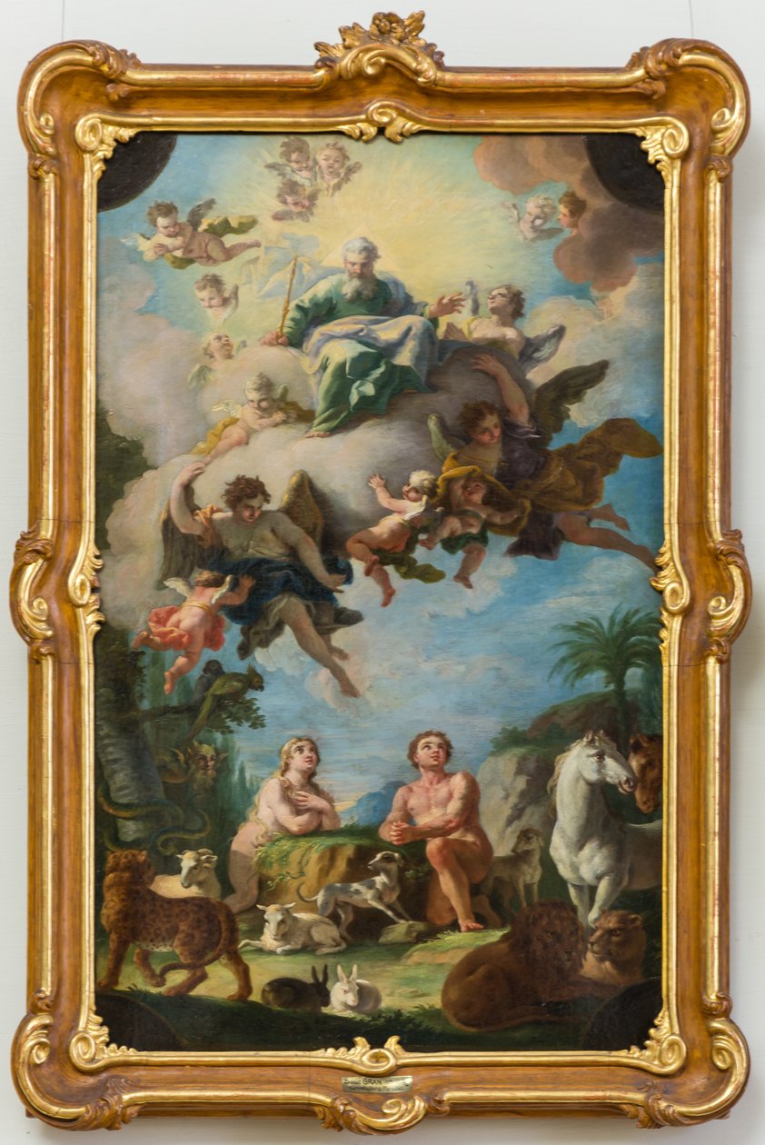 Paradiset (skitse til en loftsfresko i Sonntagberg-basilikaen, Niederösterreich) af Daniel Gran