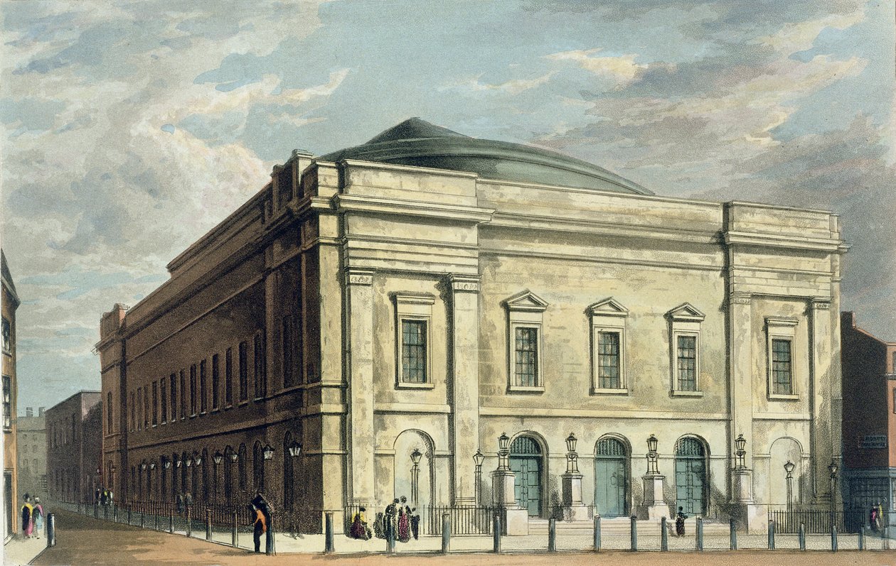 Theatre Royal, Drury Lane, i London, designet af Benjamin Wyatt i 1812, 1826 af Daniel Havell