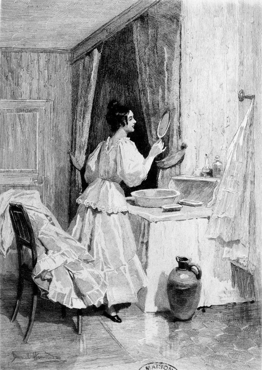Eugénie Grandet på sit badeværelse - i ""Eugénie Grandet"", ill. af Daniel Hernandez af Daniel Hernandez