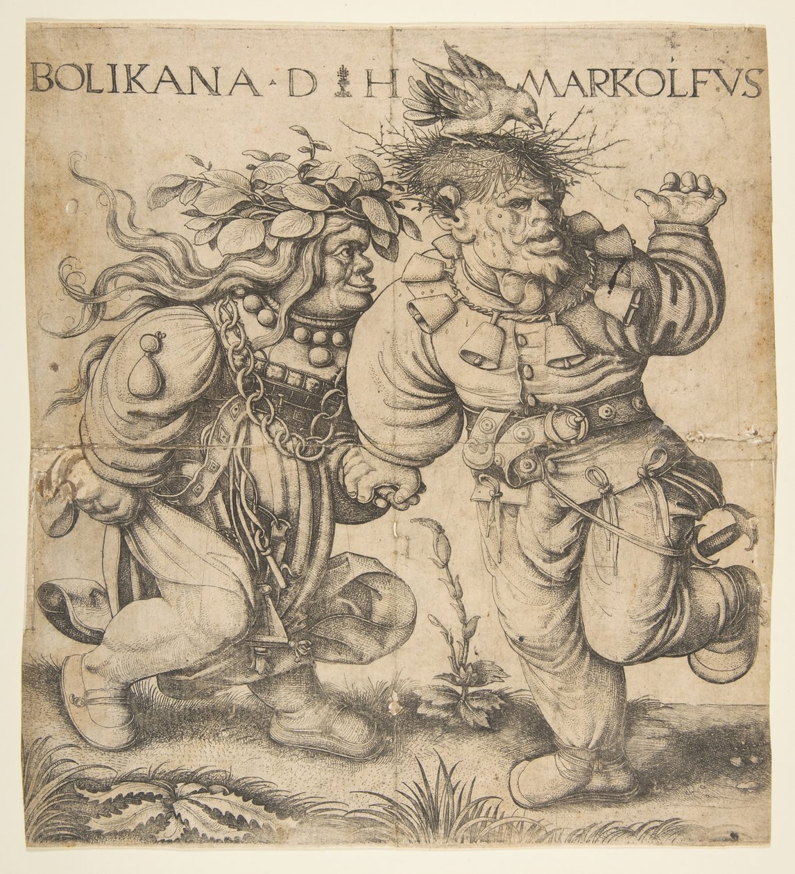 Bolinka og Marcolfus, slutningen af det 15.-begyndelsen af det 16. århundrede. af Daniel Hopfer