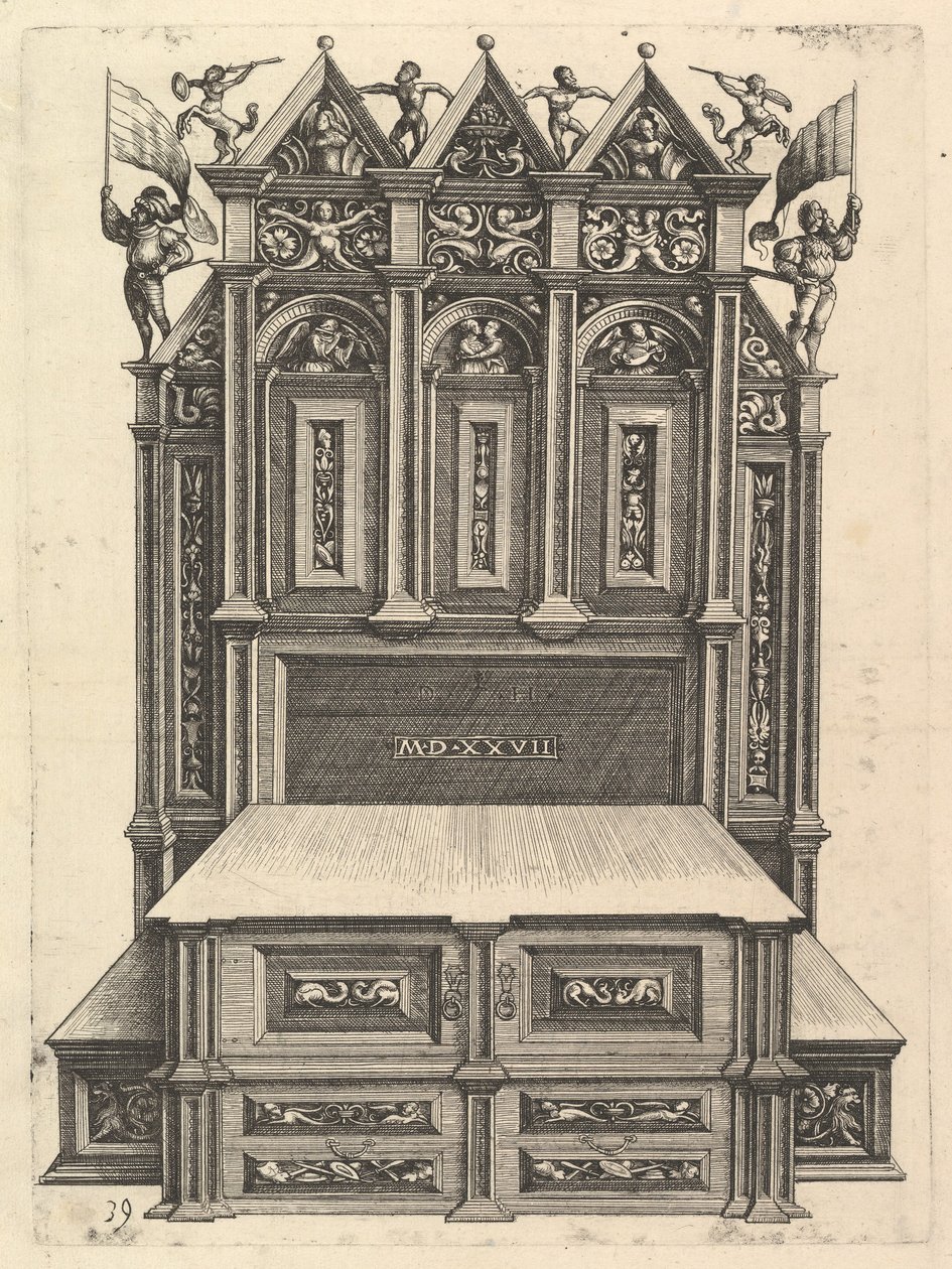 Design til en seng, 1527. af Daniel Hopfer