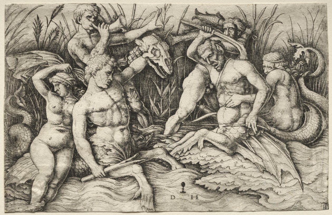To Tritons kæmper - Battle of the Sea Gods højre del. af Daniel Hopfer