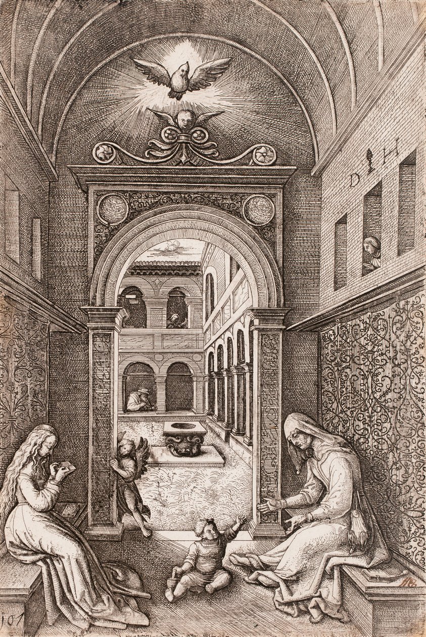 Jomfru Maria, Jesusbarnet og Sankt Anna ved en portal af Daniel Hopfer