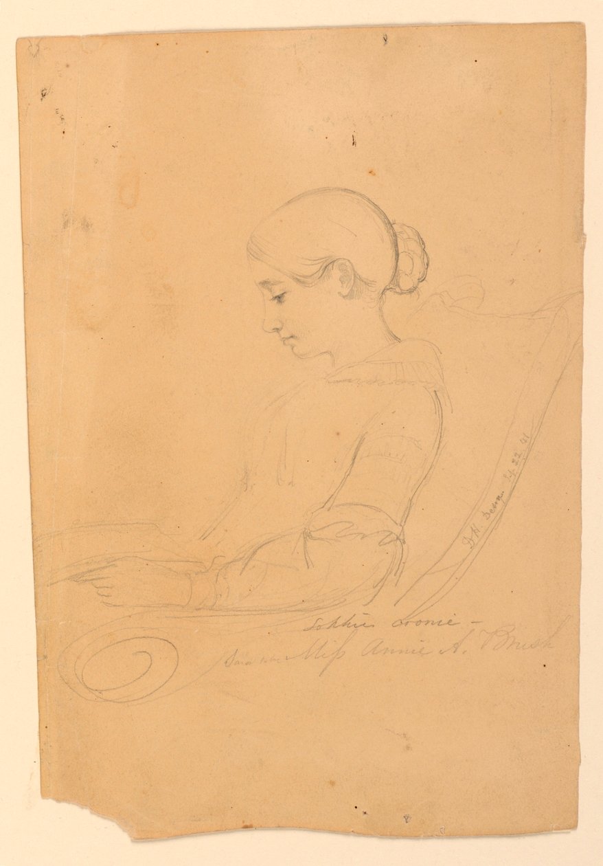 Tegning, Annie A Brush, siddende i, 22. september 1841 af Daniel Huntington