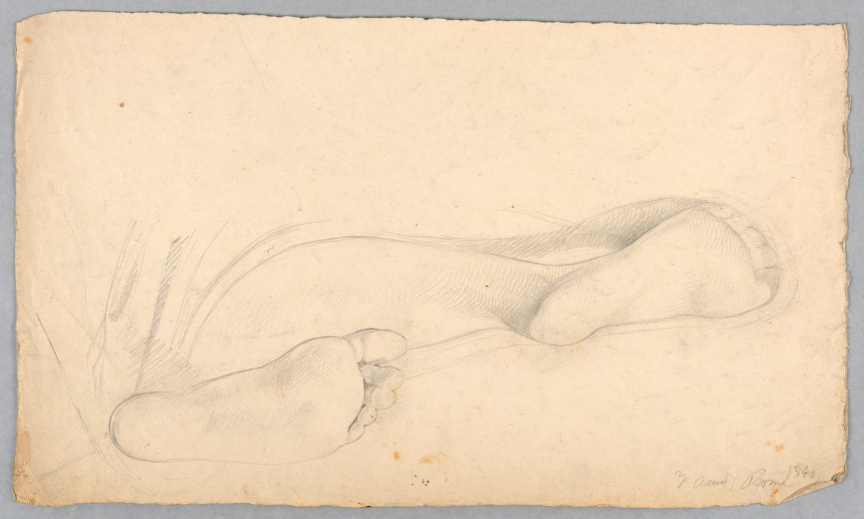 Tegning, undersiden af et par fødder, 1840 af Daniel Huntington