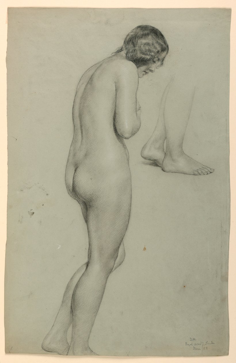 Tegning, kvindelig nøgen, 1858 af Daniel Huntington