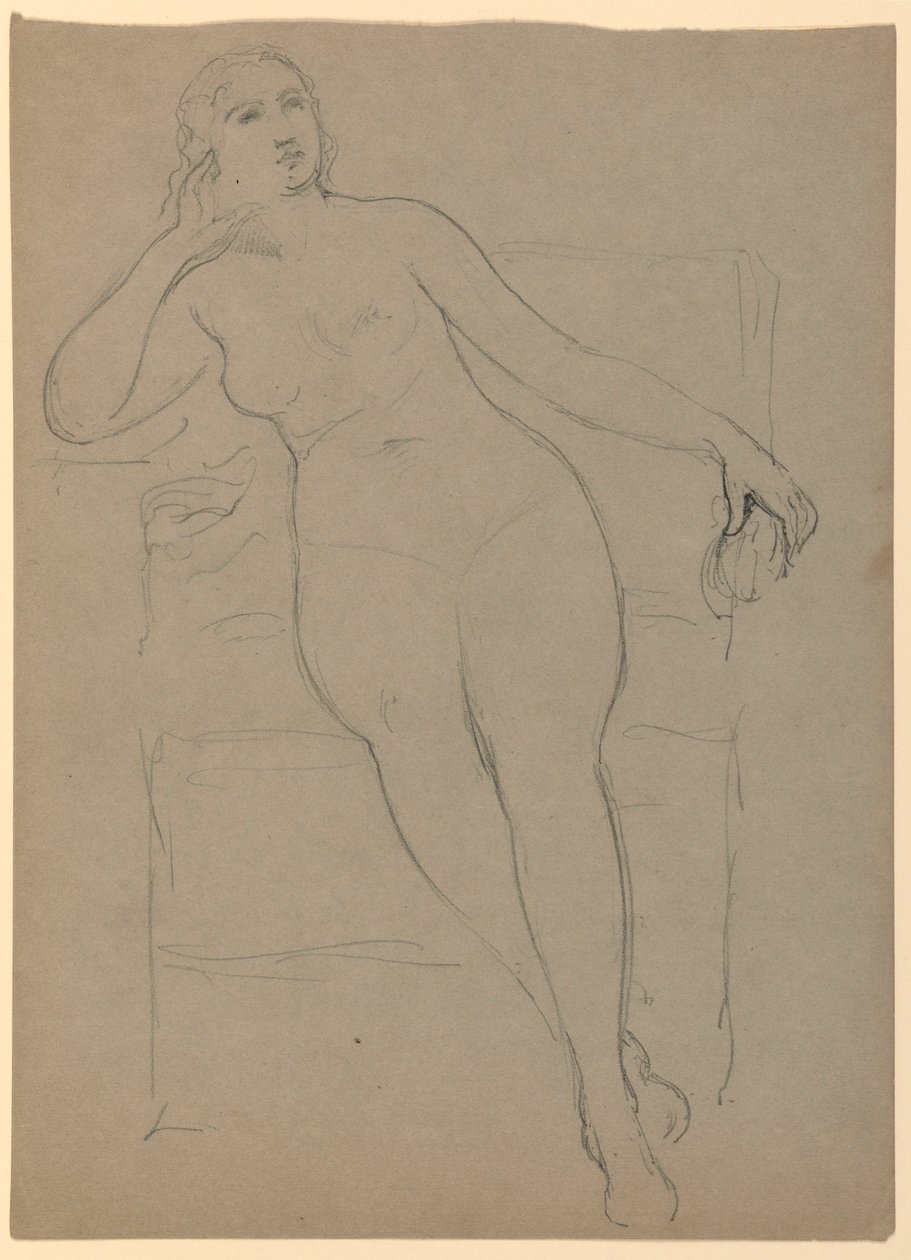 Tegning, siddende kvindeakt, 1870-80 af Daniel Huntington