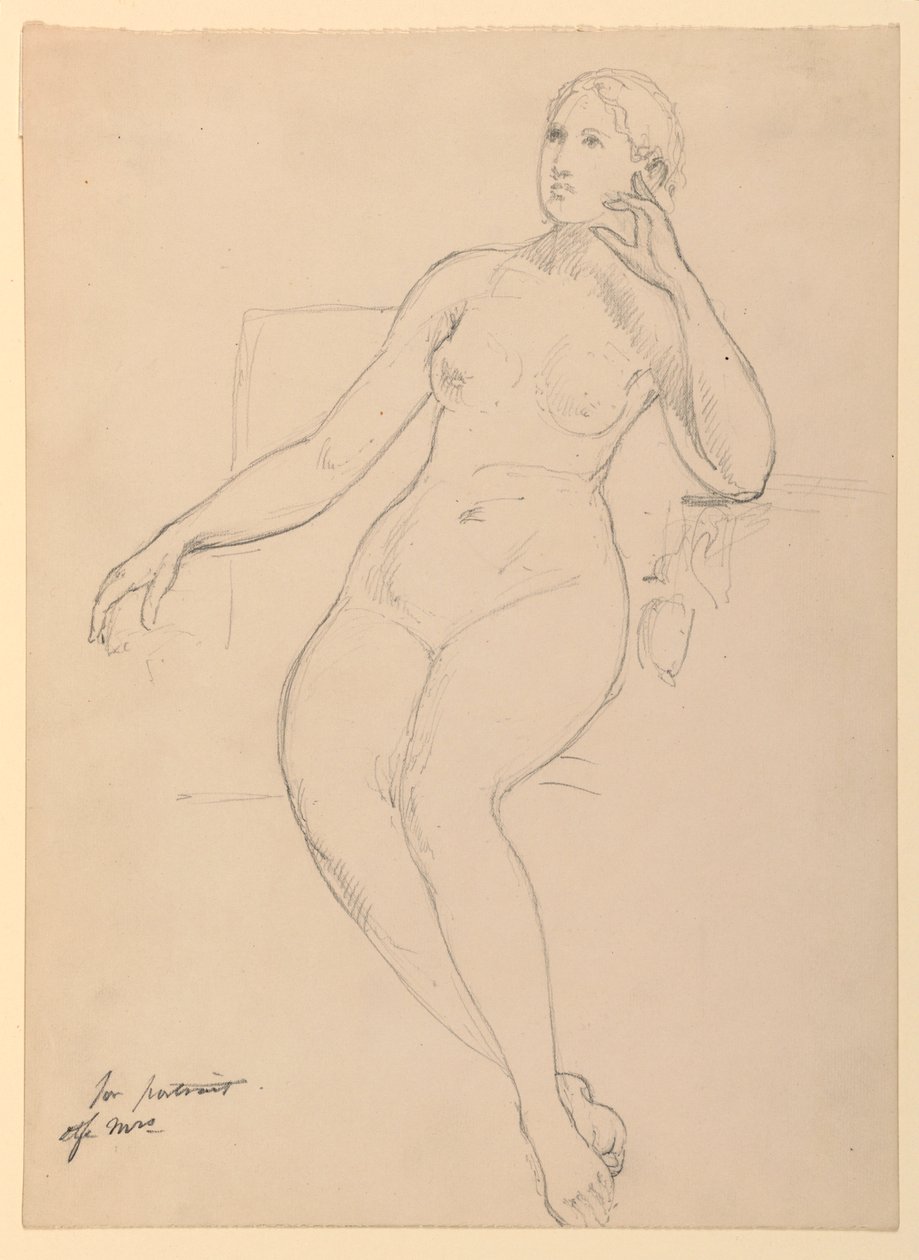 Tegning, siddende kvindeakt, 1870-80 af Daniel Huntington