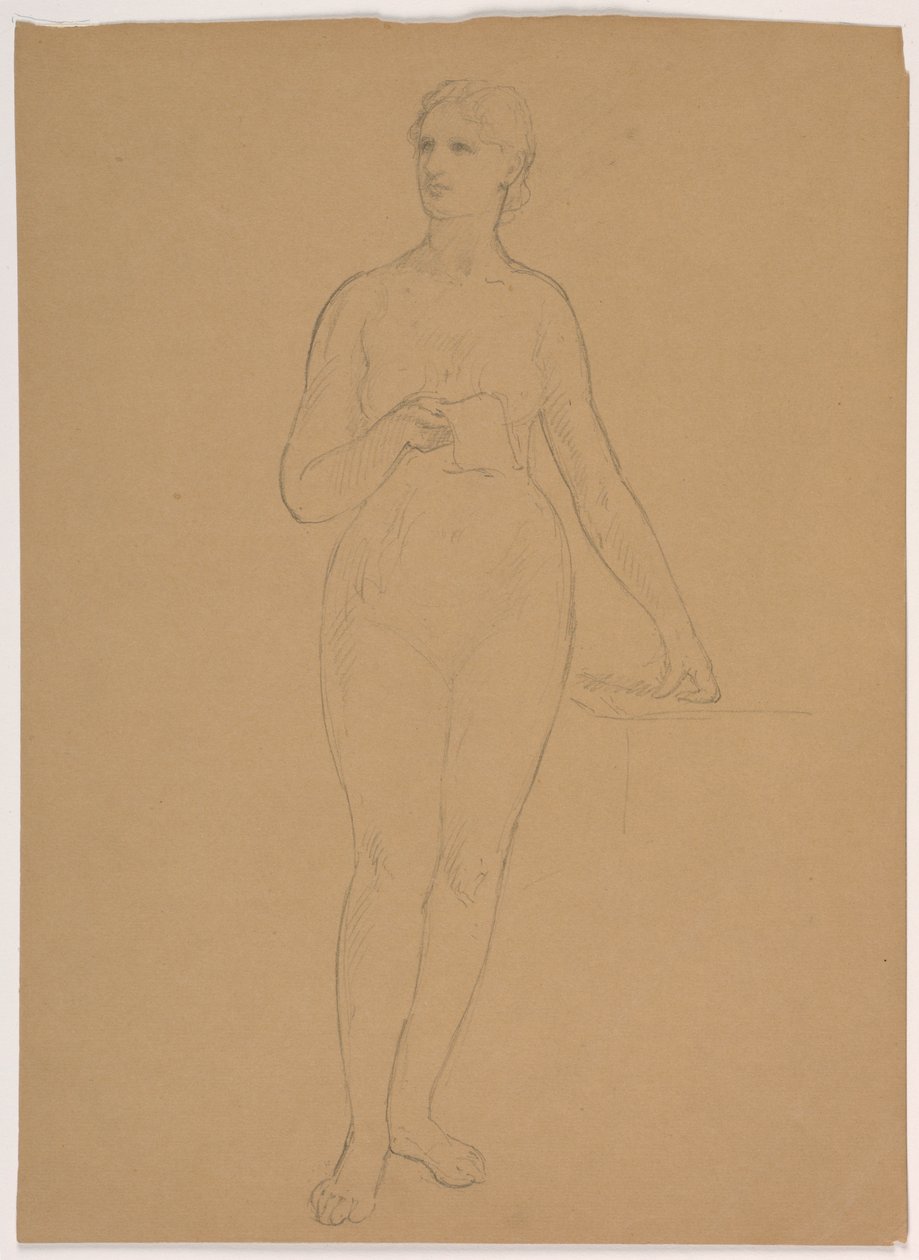 Tegning, kvindelig nøgen stående, 1850-60 af Daniel Huntington