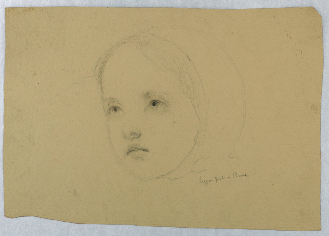 Tegning, hoved af et barn, 1843 af Daniel Huntington