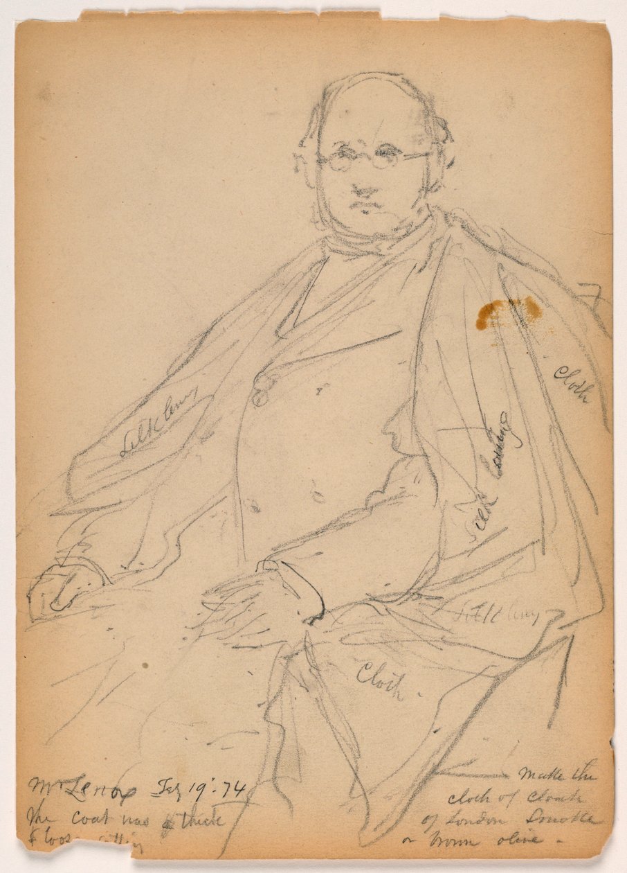 Tegning, James Lenox siddende, 19. februar 1874 af Daniel Huntington