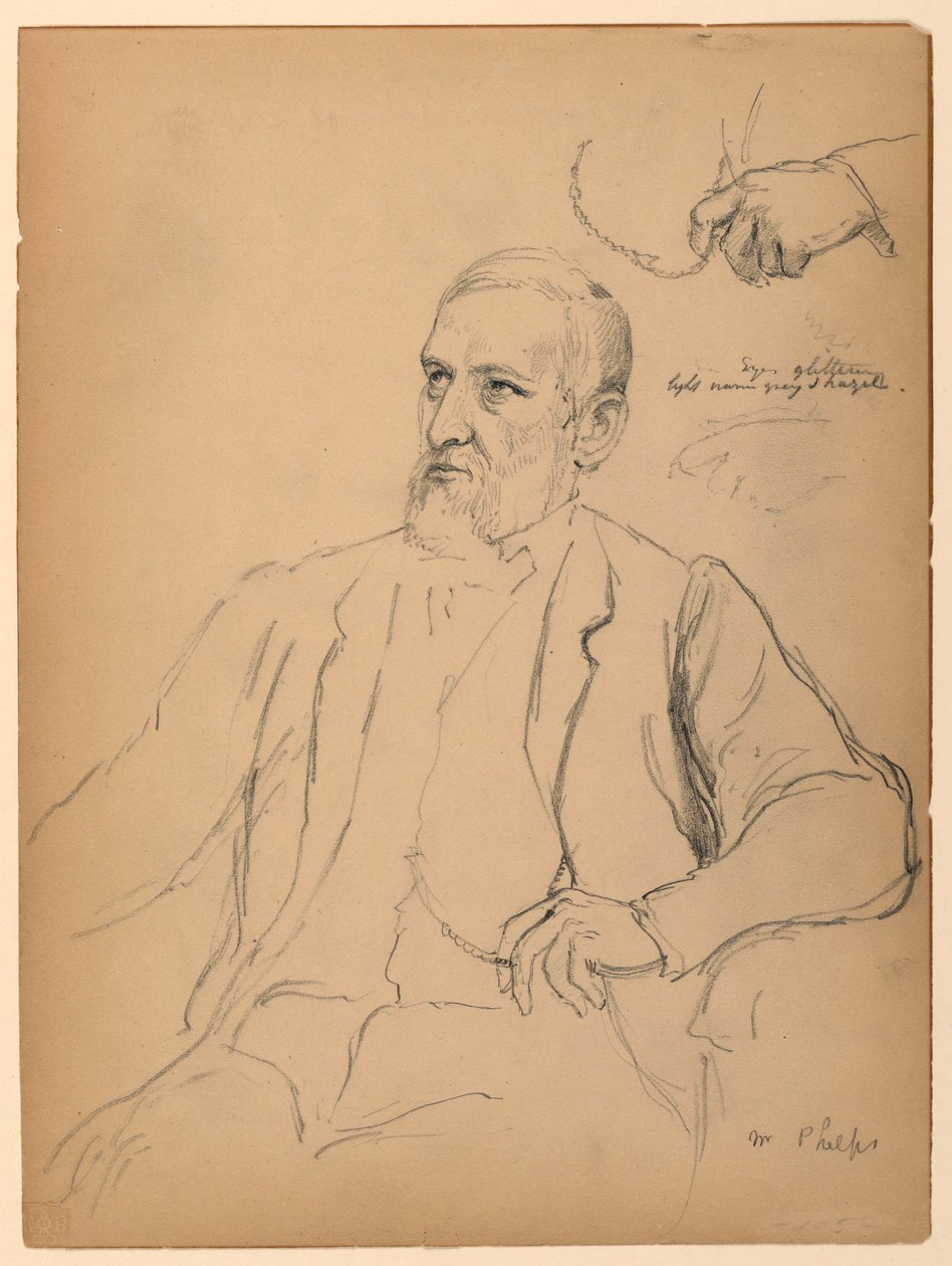 Tegning, John Jay Phelps siddende, S, 1863 af Daniel Huntington