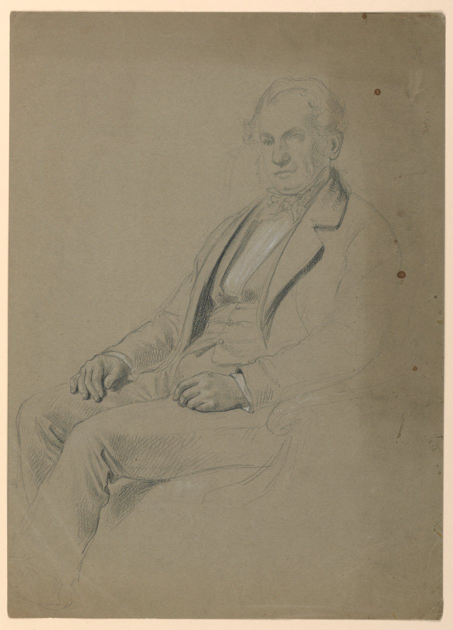 Tegning, siddende mand, 1860 af Daniel Huntington